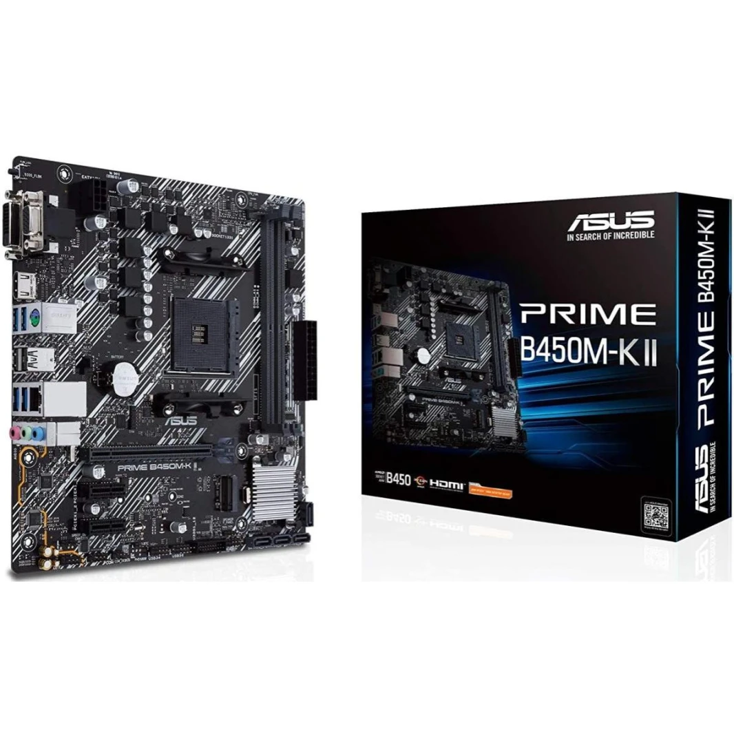 ASUS PRIME B450M -K II AMD RYZEN 5000 4000 Series AM4/DDR4/PCIE 3.0/1XM.2 - MATX Motherboard