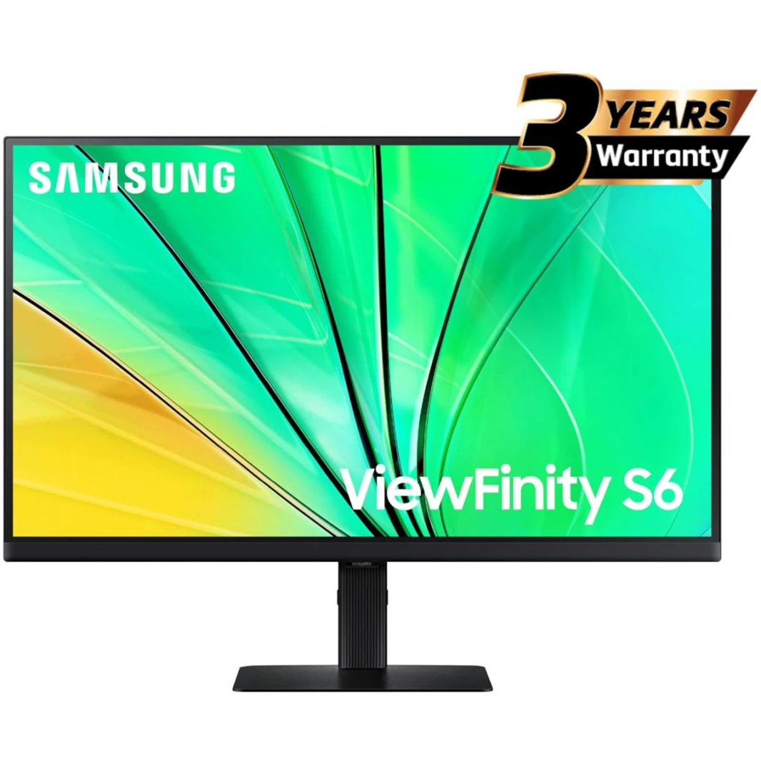 Samsung ViewFinity S6 (D606) 27" 2K QHD (2560 x 1440) Flat Business Monitor IPS, 100Hz, 5MS, 10 Bit, HDR10, sRGB 99%  w/ Ergonomic Stand & Ultrathin Bezel Display