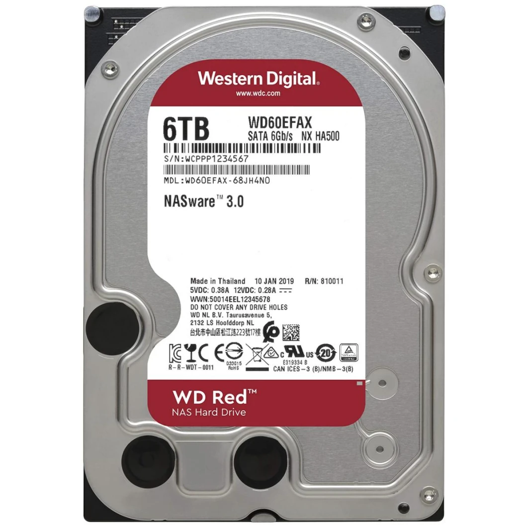 Western Digital RED HDD NAS Storage 6TB 5400RPM SATA 6Gb/s, 256MB Cache - 3.5 Hard Drive