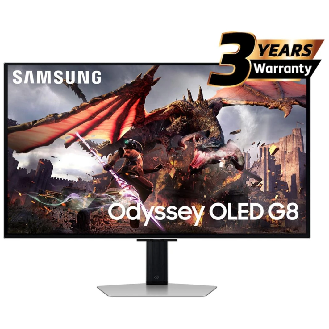 Samsung Odyssey OLED G8 Smart (DG802) 32" Flat Monitor 4K (3840 x 2160) 240Hz, 0.03ms(GTG), Quantum Dot, HDR10+, 99% DCI Coverage, 10Bit, HDMI 2.1, Core Sync, G-Sync compatibility w/ Sleek Metal Desig