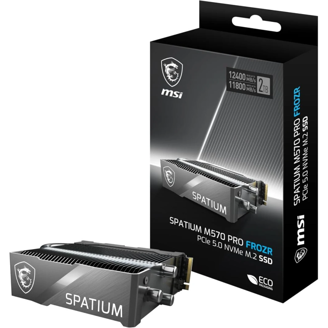 MSI SPATIUM M570 PRO 2TB Gen5 PCIe 5.0 NVMe M.2 SSD FROZR, 3D NAND - Sequential Read/Write (12400/11800 MB/s)