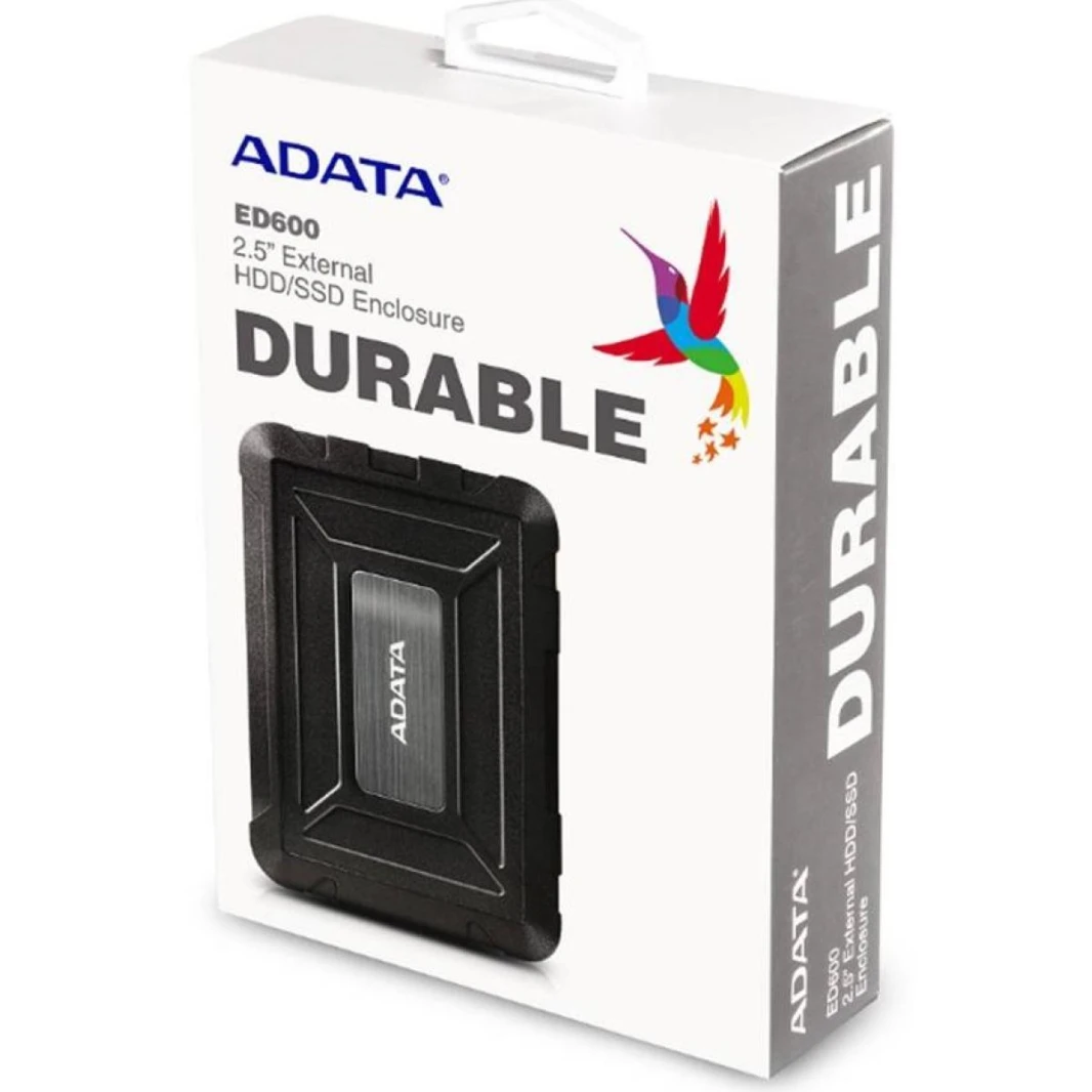 ADATA ED600 2.5 HDD/SSD External Enclosure, USB 3.2 For High Speed Data Transfer, One-Key Switch & Tool-free! Instant Installation, Waterproof Shockproof Dust Proof