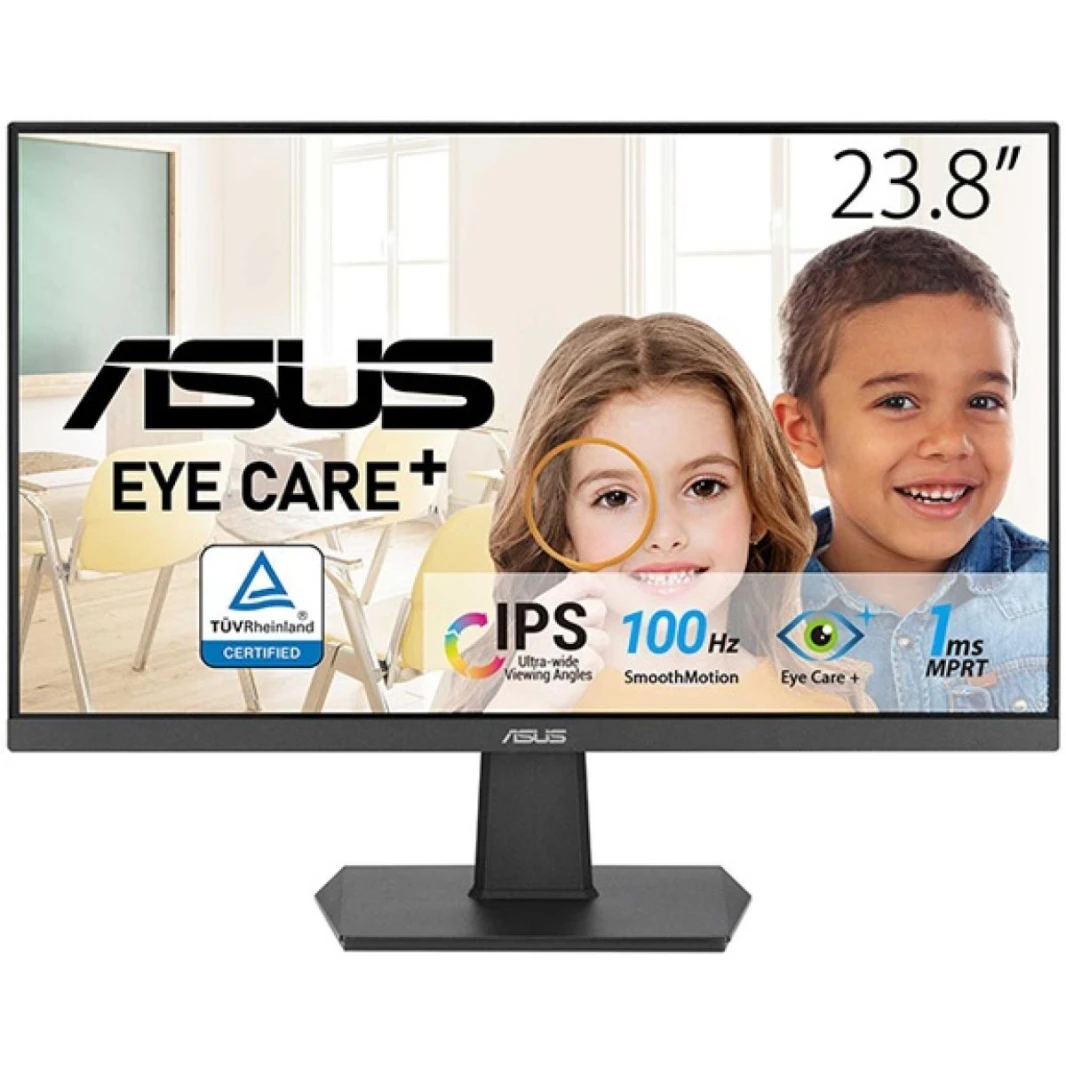 ASUS VA24EHF 24'" Flat Gaming Monitor FHD 1080p, IPS, 100Hz, 1ms, Adaptive-Sync, Eye Care+, Low Blue Light, Frameless Slim Design