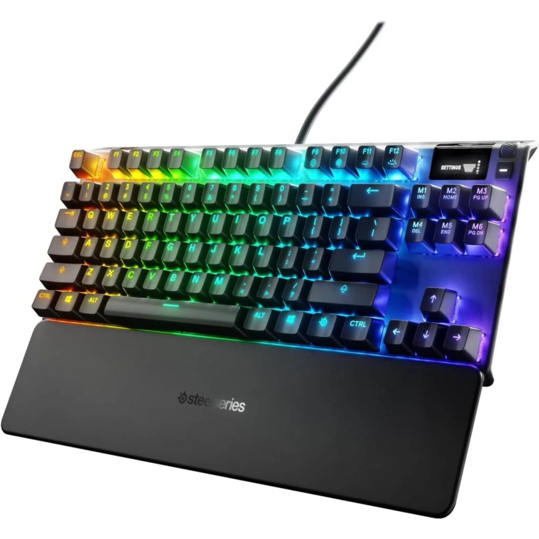 SteelSeries APEX 7 TKL OLED Smart Display, Wired RGB Mechanical Gaming Keyboard w/ Media Controls – Linear & Quiet Red Switch