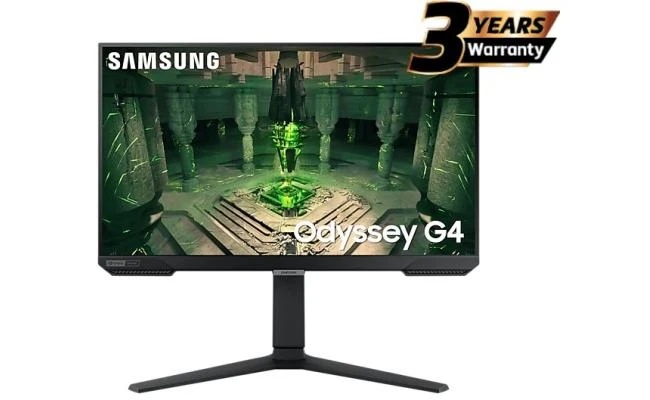 شاشة Samsung Odyssey G4 مقاس 27 بوصة FHD مسطحة، IPS، 240 هرتز، 1 مللي ثانية (GTG)، HDR10، 99% sRGB، متوافقة مع G-Sync، UltraWide Game View، مع حامل مريح
