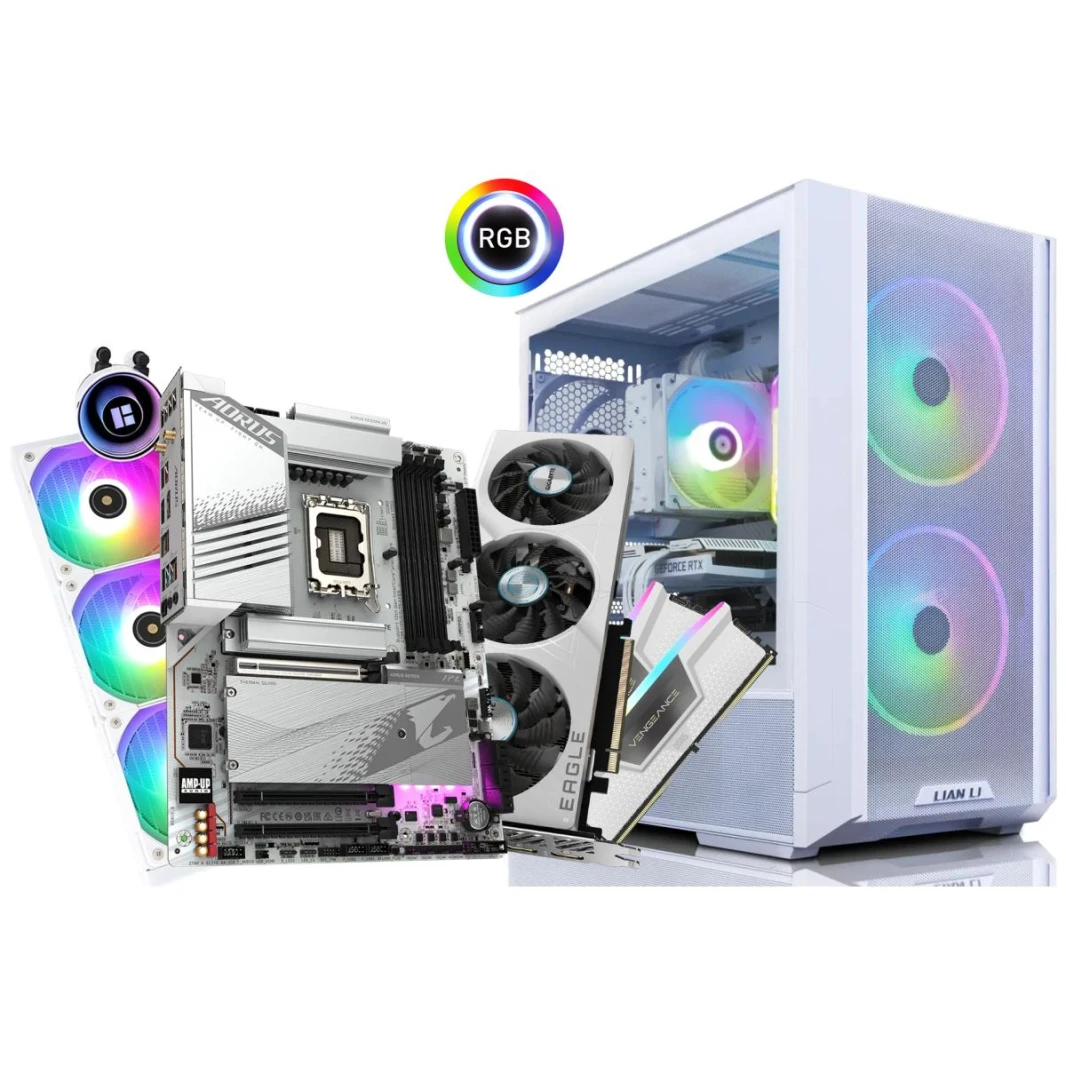 INTEL CORE i9-14900KF // RTX 4070 Ti Super 16GB // 32GB RAM DDR5 - تصميم خاص باللون الأبيض الكامل للألعاب والعرض
