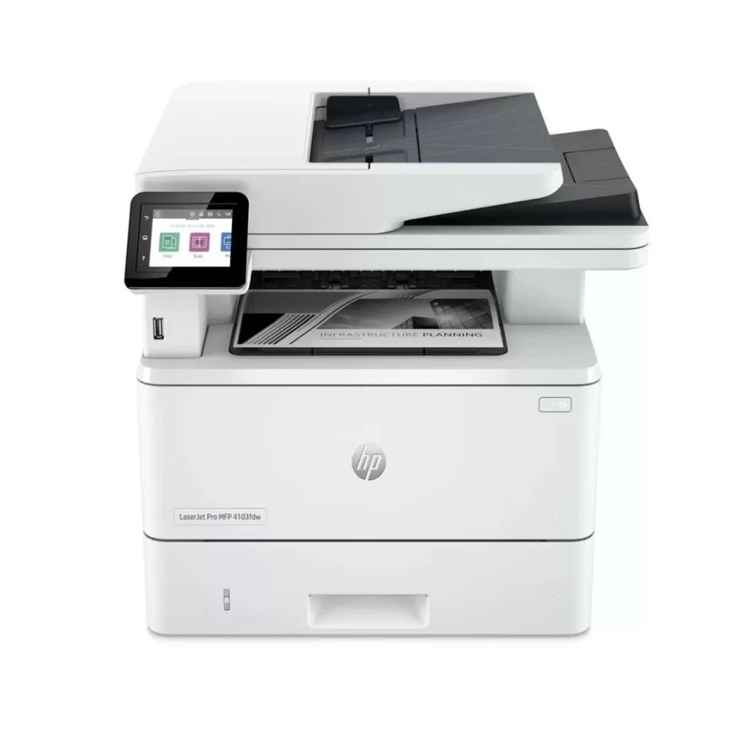 HP LaserJet Pro MFP 4103fdw Printer MONO Laser Multifunction 4-In-One Wireless Print, copy, scan, fax Automatic Duplex Printing, Speed Up to 40 ppm - White