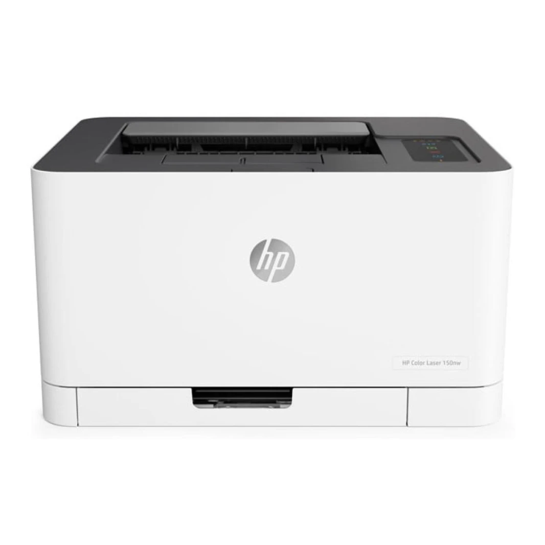 طابعة HP Color Laser 150nw، طباعة ومسح ضوئي بحجم A4، طباعة ومسح ضوئي سهل عبر Wi-Fi Direct من خلال تطبيق HP Smart، منفذ USB 2.0 عالي السرعة، شبكة إيثرنت 10/100