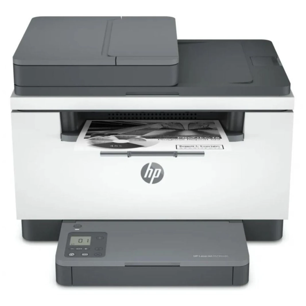 سلسلة طابعات HP LaserJet MFP M236sdn طابعة متعددة الوظائف عالية الإنتاجية مع أسرع طباعة على الوجهين في فئتها، وطباعة أحادية اللون باللون الأسود، والنسخ، والمسح الضوئي، ووحدة التغذية التلقائية، والاتصا