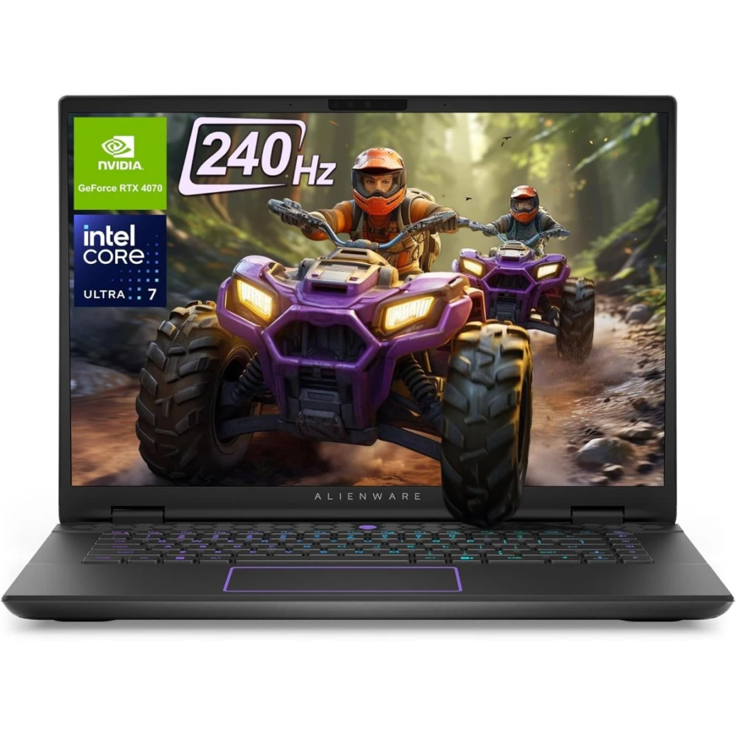 كمبيوتر محمول للألعاب Dell Alienware M16 R2 Dark Metallic Moon، شاشة 16.0 بوصة QHD+ 2.5K (2560x1600) 240 هرتز IPS، معالج Intel Core Ultra 7 155H، Nvidia RTX 4070 8GB GDDR6، ذاكرة وصول عشوائي DDR5 سعة 