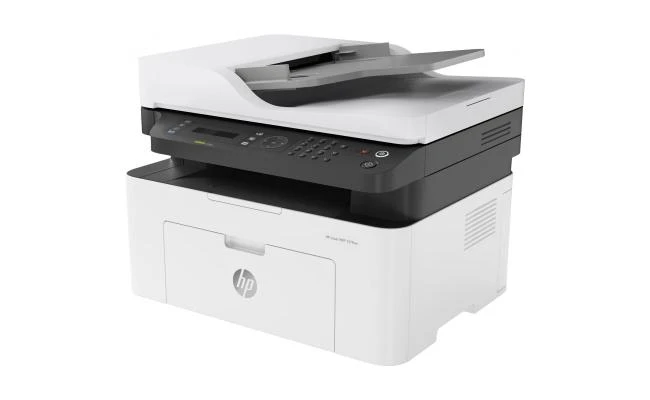 طابعة HP Laser MFP M137FNW متعددة الوظائف 4 في 1، لاسلكية وشبكية (طباعة، مسح ضوئي، نسخ، فاكس) مع وحدة تغذية تلقائية - بيضاء
