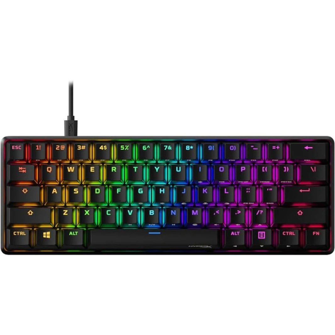 HyperX Alloy Origins 60 PBT Linear Red Switch Wired Mechanical RGB Gaming Keyboard, Ultra Compact 60% Form Factor, Detachable USB-C cable, Double shot PBT keycaps, Full Aluminum Body (English & Russia
