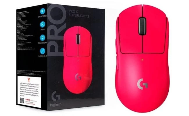 Logitech G PRO X SUPERLIGHT 2 (Magenta) LIGHTSPEED Wireless Gaming Mouse, Lightweight 60g, 8K Polling, LIGHTFORCE Hybrid Switches, 44K DPI HERO 2 Sensor, 888 IPS, 5 Programmable Buttons, Up To 95 Hour
