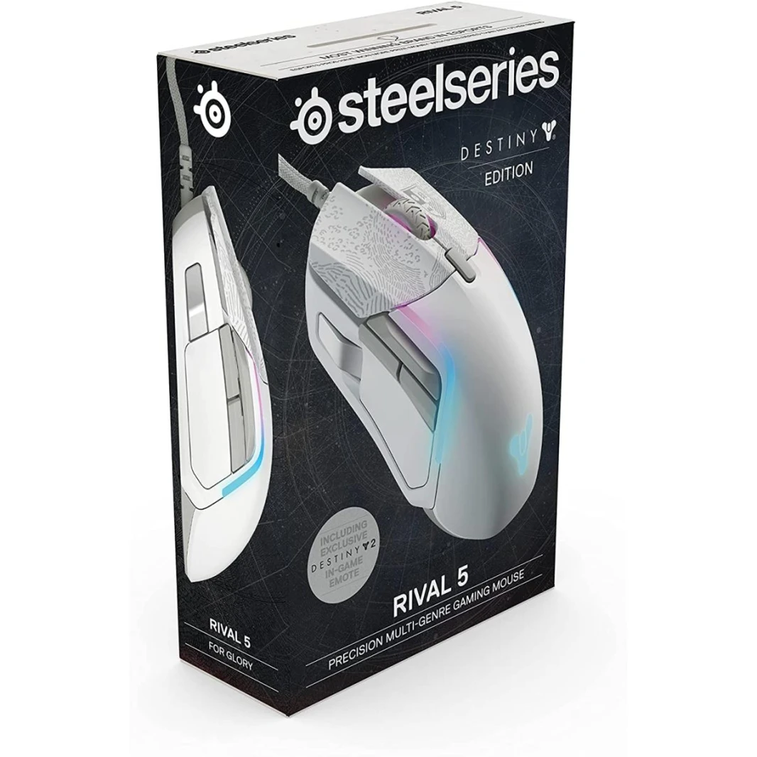 SteelSeries Rival 5 Destiny 2 Limited Edition Wired Prism RGB Lighting TrueMove Optical Sensor Ergonomic Gaming Mouse, 18000 CPI, Golden Micro IP54 Switches
