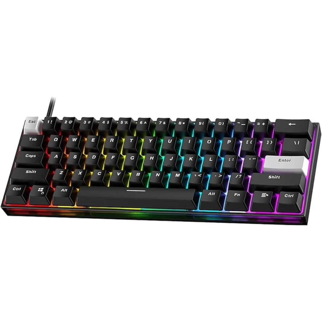 FANTECH MAXFIT61 MK857 FROST WIRED RGB 60% Modular Mechanical Gaming Keyboard, Type-C Programmable, Red Switch-Black