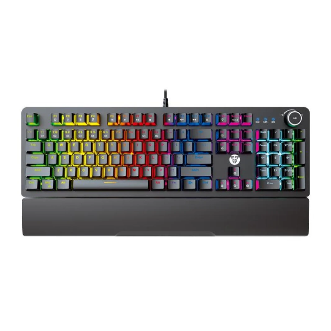 Fantech MaxPower MK853 V2 RGB Mechanical Gaming Keyboard, Macro Supported, Ergonomic Wrist Rest, Anti Ghost Keys - Black/Red Switch