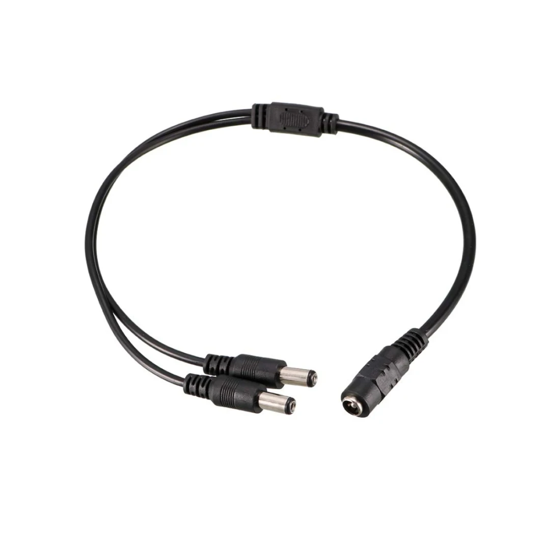 1 DC Female to 2 DC Male 5.5 x 2.1mm Power Cable Extension Wire for CCTV Camera