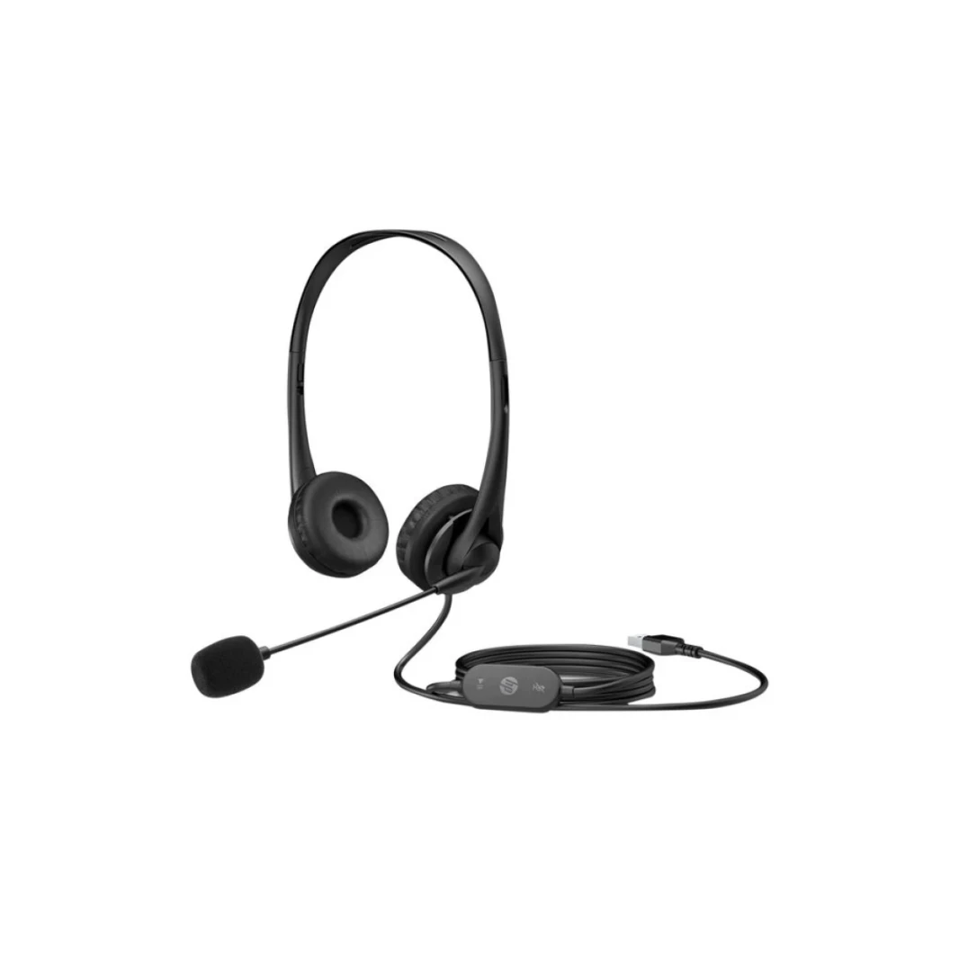 HP Stereo Wired On Ear Headphones with Mic USB G2 with Vegan Leather Earcups, Flexible 3.5Mm Audio Jack, Laptop/Pc/Office/Home Use, in-Line Volume Control/ 1 Year Warranty (428H5Aa), Color