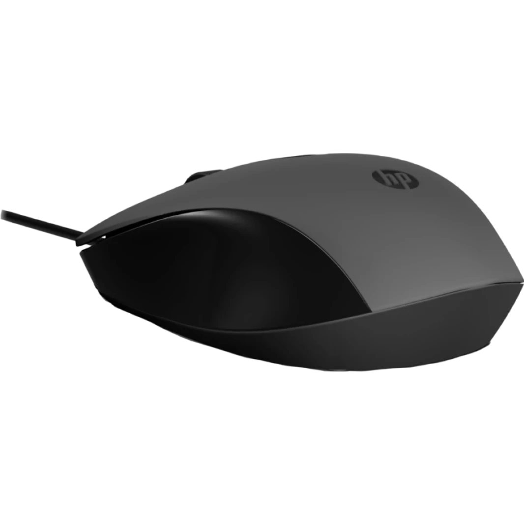 HP 150 Wired Mouse- Elegant Ergonomic Design, 1600 DPI Optical Tracking, USB Plug & Play / 3 Years Warranty (240J6AA), Black