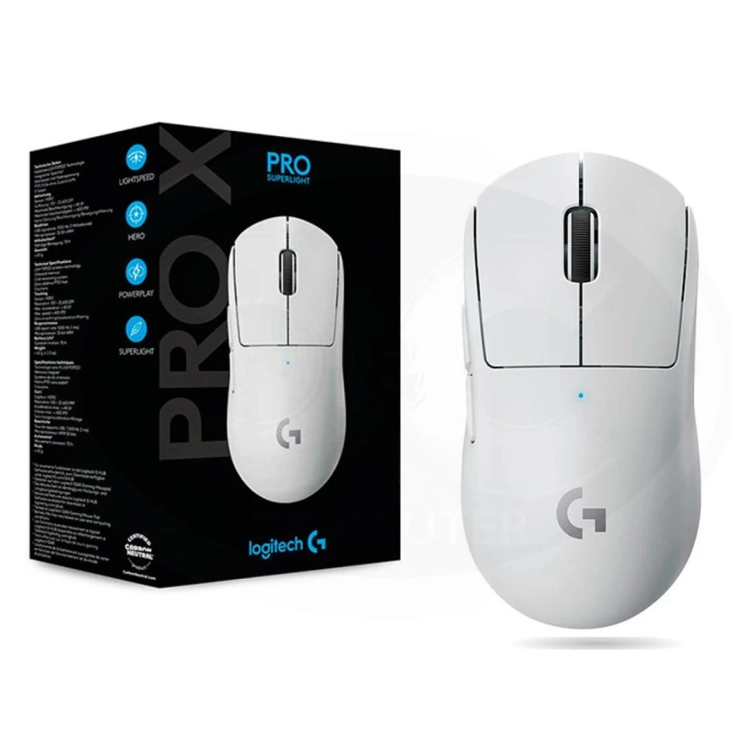 Logitech G PRO X SuperLight Wireless Gaming Mouse, HERO 25K Sensor, 25600 DPI,Long Battery Life, On-Board Memory, Built For Esport, PC / Mac - White