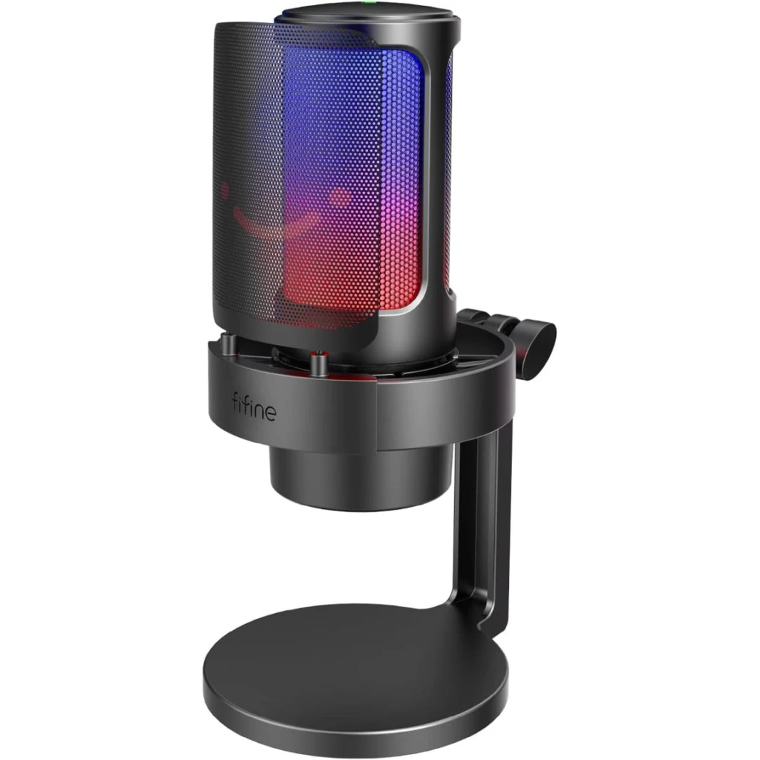 Fifine Ampligame A8 Usb Mic With Controllable Rgb, Live Monitoring, Input Dial, Pop Filter For Streaming