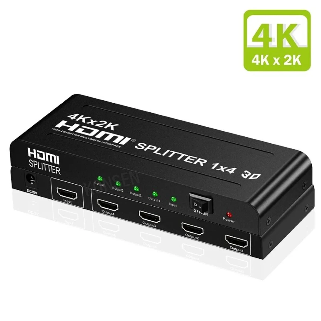مفتاح HDMI إلى 4 منافذ HDMI 1.4 فولت 1/4 (104F)