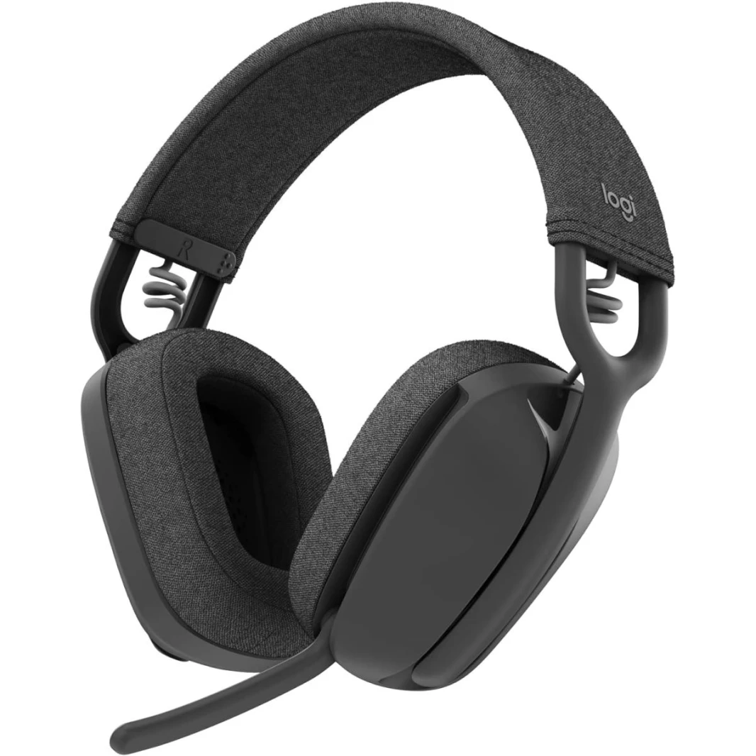سماعة رأس Logitech Zone Vibe 100 اللاسلكية (بلوتوث 5.2) خفيفة الوزن احترافية توضع فوق الأذن، وميكروفون مزدوج متعدد الاتجاهات لإلغاء الضوضاء، وشحن USB-C، لنظام التشغيل Windows وmacOS وiOS وAndroid - جر