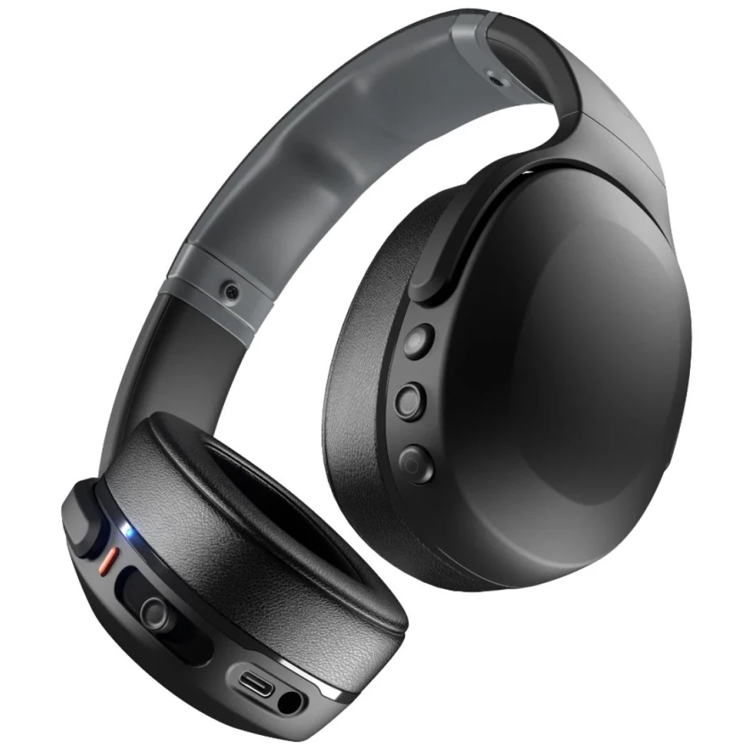 سماعة رأس Skullcandy Crusher Evo اللاسلكية (بلوتوث 5.0) فوق الأذن مع ميكروفون وصوت نقي وواضح وبطارية تدوم 40 ساعة + شحن سريع ومكالمات ومسار وتحكم في مستوى الصوت - أسود