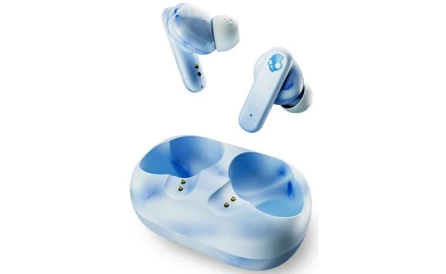 سماعات أذن Skullcandy EcoBuds True Wireless (Bluetooth 5.2) داخل الأذن مع ميكروفون، صوت غني وواضح، بطارية إجمالية تدوم 8 ساعات + علبة شحن سريع، مقاومة للماء والغبار، عناصر تحكم باللمس للمكالمات والوسا