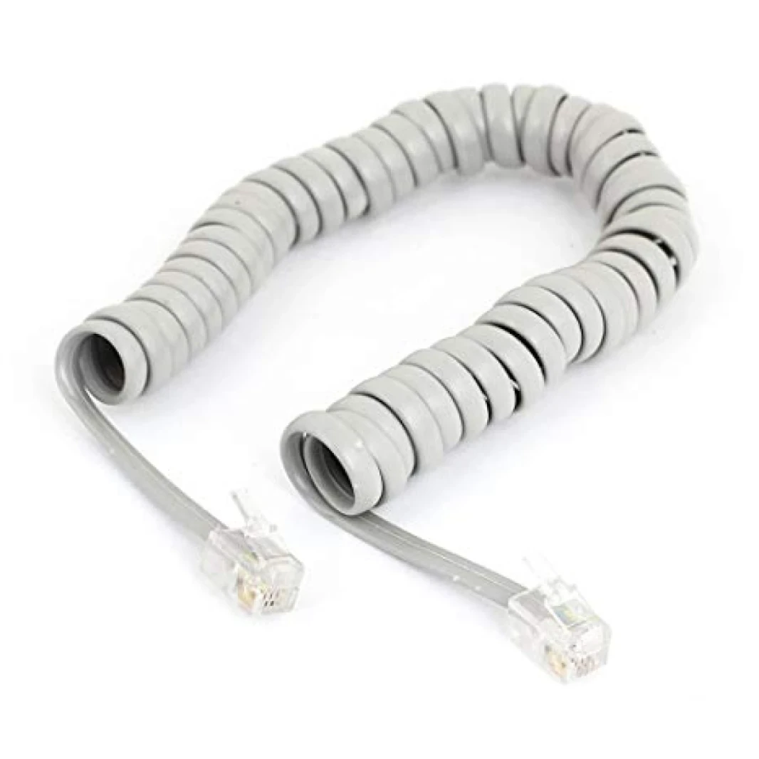 1M Male to Male Plug Telephone RJ9 4P4C Patch Cord RJ9 Spiral Cable