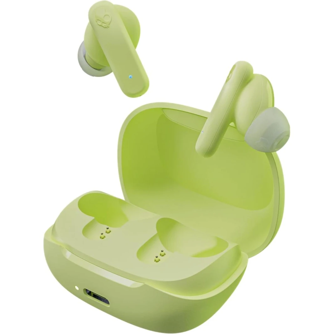 سماعات أذن Skullcandy Smokin True Wireless Buds (Bluetooth 5.2) مع ميكروفون، صوت غني وواضح، بطارية إجمالية تدوم 20 ساعة + علبة شحن سريع، مقاومة للماء والغبار، عناصر تحكم في المكالمات والوسائط وموازن ا