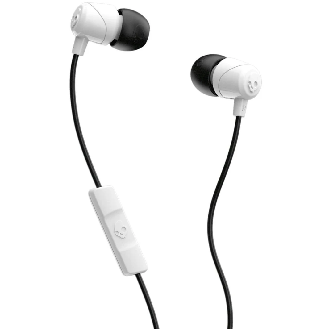 Skullcandy Jib Wired (3.5mm AUX) In-Ear Earbuds w/ Microphone, Rich, Clear Audio w/ Supreme Sound™ technology, Noise Isolating Ear Gels - White