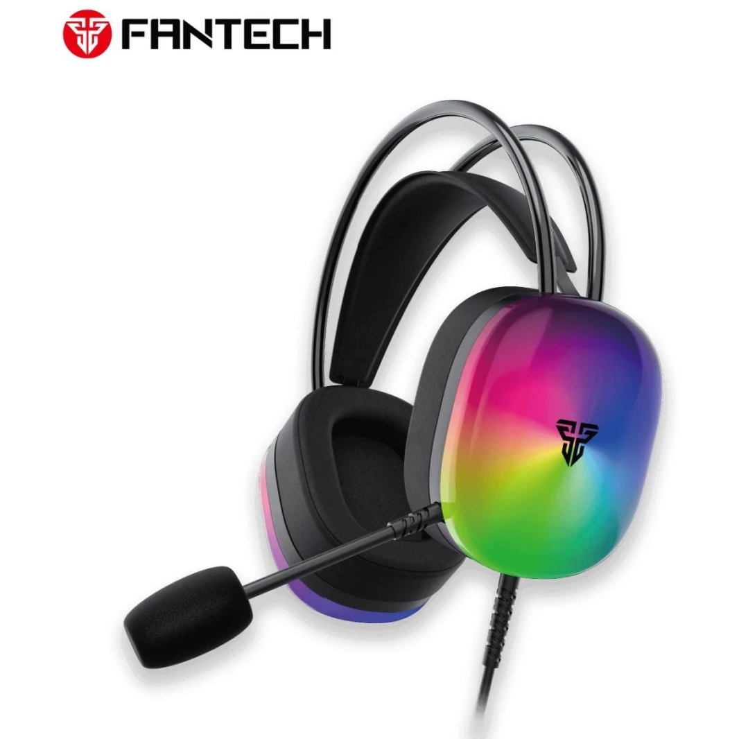 سماعة الألعاب Fantech AURORA HG29 RGB 7.1 السلكية USB Virtual Surround Sound، صوت واضح وعميق مع ميكروفون متعدد الاتجاهات وتحكم سهل في مستوى الصوت
