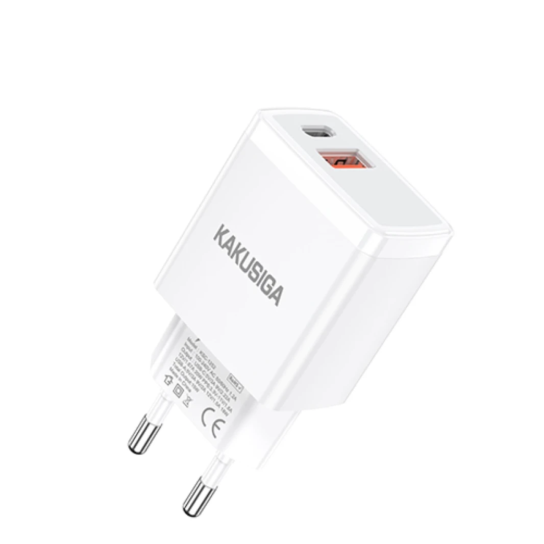 KAKUSOGA-PD20W+QC3.0-18W CHARGER DUAL PORT EU 1XUSB, 1XTYPE C