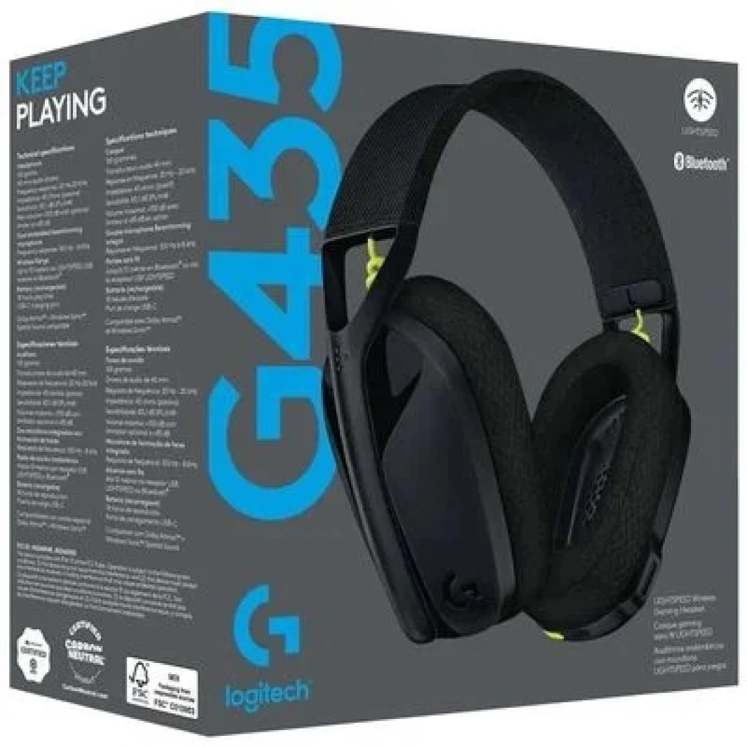 Logitech G435 LIGHTSPEED Wireless (Black) Dual Mode (2.4GHz & Bluetooth) Gaming Headset , Dolby Atmos, Lightweight, USB-C Charging , Upt To 18 Hours, Multi Platform Support