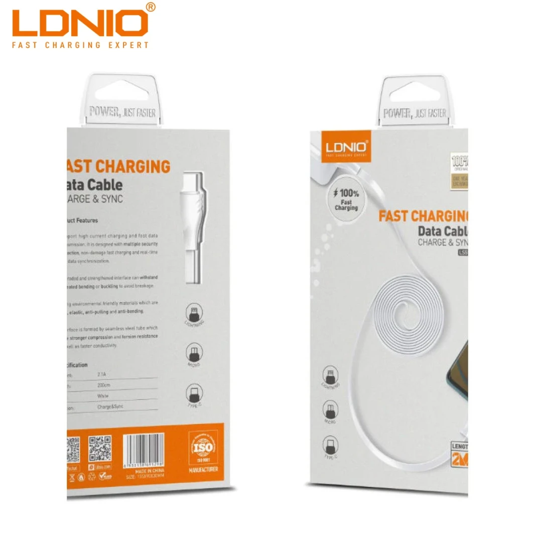 LDNIO LS552 USB DATA CABLE FOR IPHONE 200CM