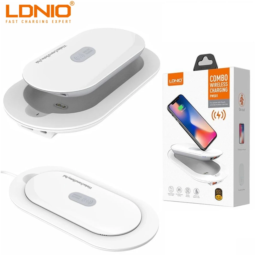 LDNIO 5000mAh Wireless Power Bank PW501, white