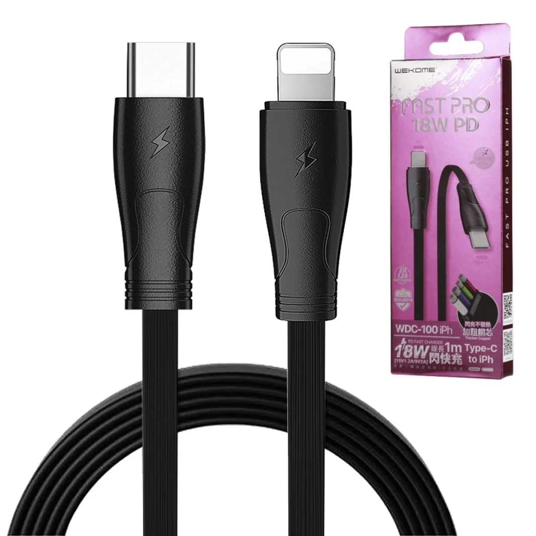 WK Design WDC-100 PD 18W Type-C To Lightning Fast Charging Data Cable For Iphone