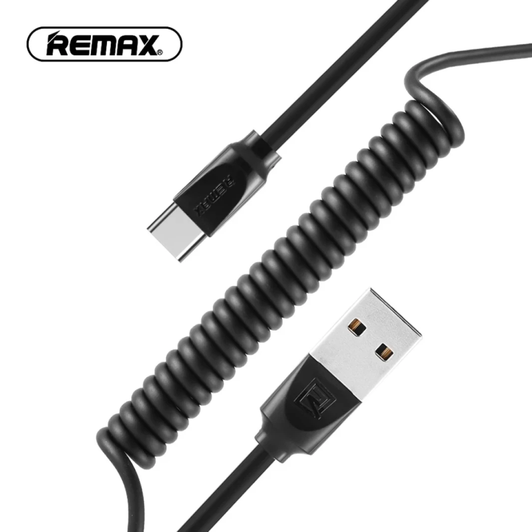 REMAX IPHONE CABLE 1 METER RADIANCE PRO DATA CABLE ( COIL SPRING VERSION ) 2.4A BLACK