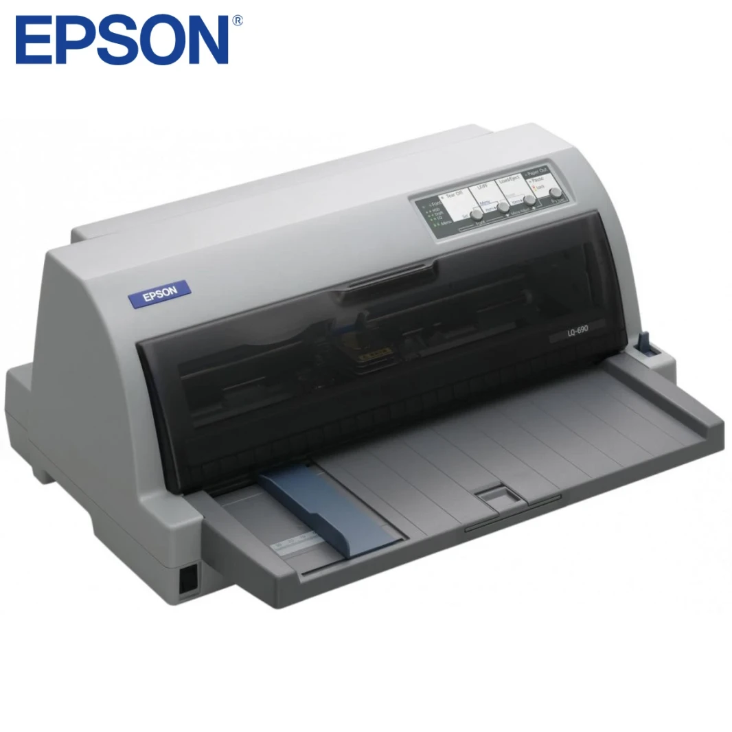 طابعة Epson LQ-690II Dot Matrix Fast عالية الجودة 24 سنًا و106 عمودًا وذاكرة 128 كيلوبايت وسرعة 529 حرفًا في الثانية