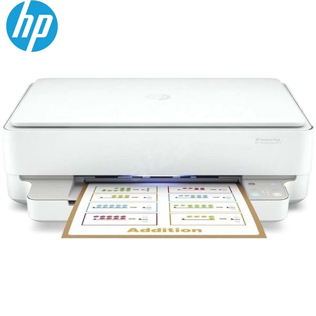 طابعة نفث الحبر اللاسلكية HP Deskjet Plus 6075 Ink Advantage متعددة الإمكانيات للمنزل والمكاتب الصغيرة