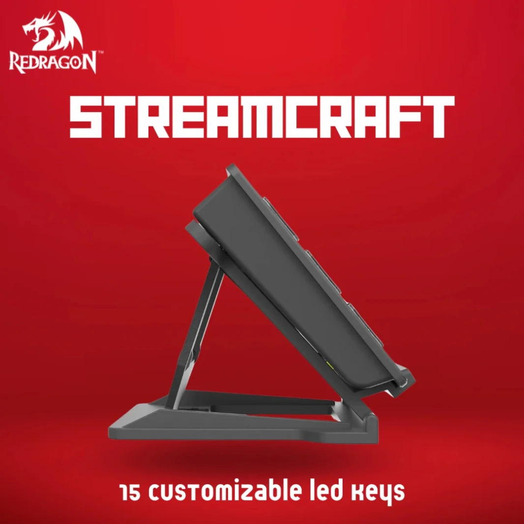 لوحة مفاتيح REDRAGON SS-550 STREAMCRAFT مزودة بـ 15 مفتاح LED قابل للتخصيص