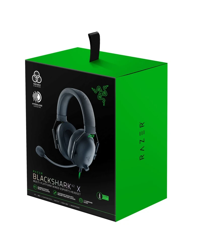 سماعة الرأس Razer BlackShark V2 X 7.1 Surround Sound بمقبس صوت 3.5 ملم - أسود