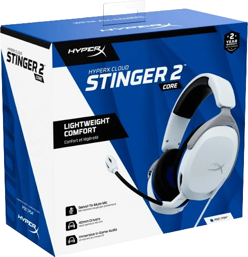 سماعة الألعاب HyperX Cloud Stinger 2 Core لـ PS4 و PS5 – بيضاء