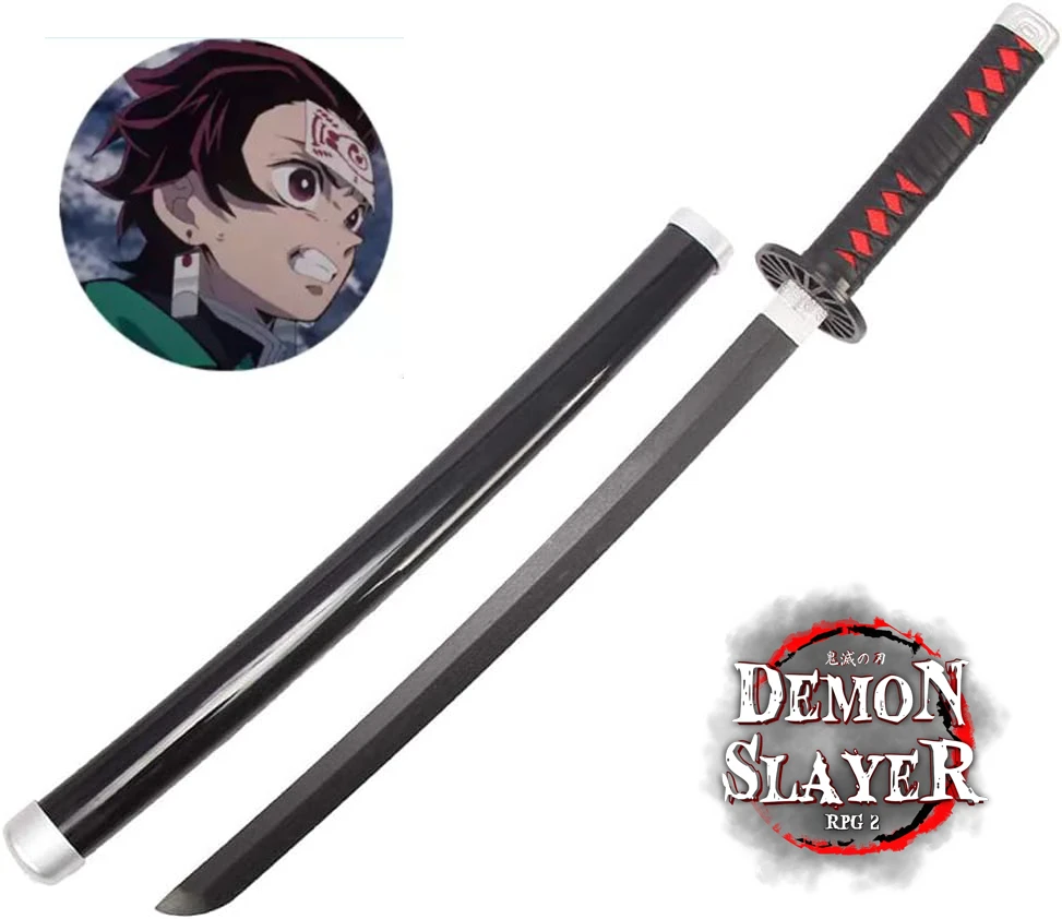 DLUSEN Katana Halloween Dress Up Props Anime Samurai Ninja Sword – Demon Slayer – Tanjiro
