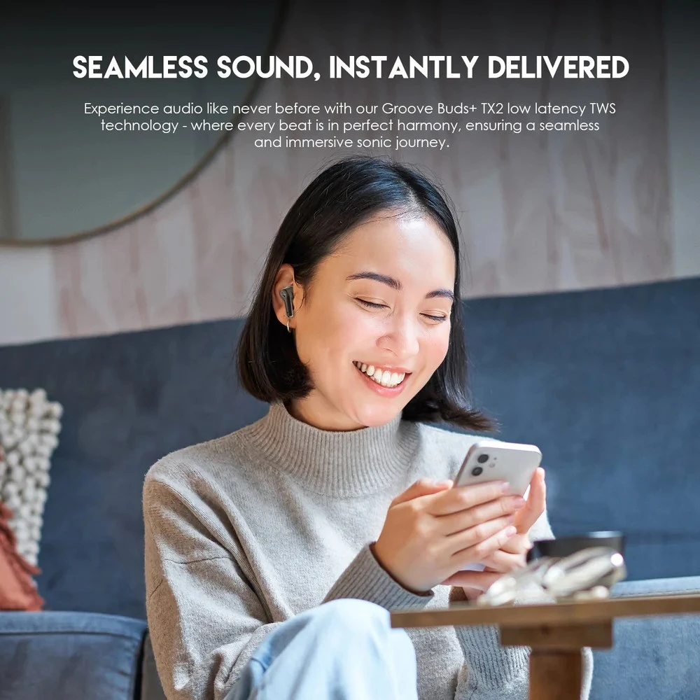 سماعات Fantech TWS اللاسلكية بتقنية البلوتوث GROOVE BUDS+ TX2 مع ميكروفون مدمج - أسود
