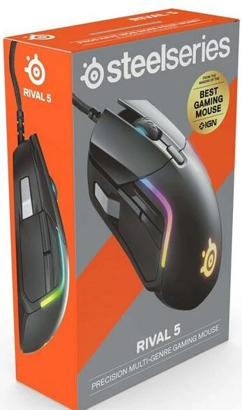 لوحة مفاتيح SteelSeries Rival 5 PrismSync RGB Lighting 9 Buttons 18,000 CPI TrueMove Air Optical Sensor - أسود