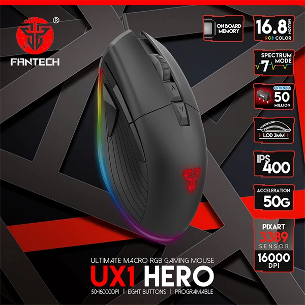 ماوس الألعاب FANTECH UX1 HERO ULTIMATE MACRO RGB