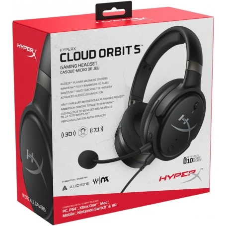 سماعة رأس HyperX Cloud Orbit S للألعاب، صوت ثلاثي الأبعاد، تتبع الرأس، الكمبيوتر الشخصي، Xbox One، PS4، Mac، الهاتف المحمول، Nintendo Switch