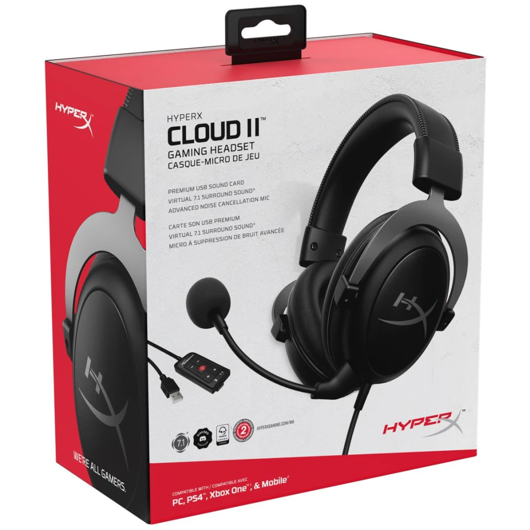 سماعة رأس HP HyperX Cloud II للألعاب 7.1 Virtual Surround – Gun Metal